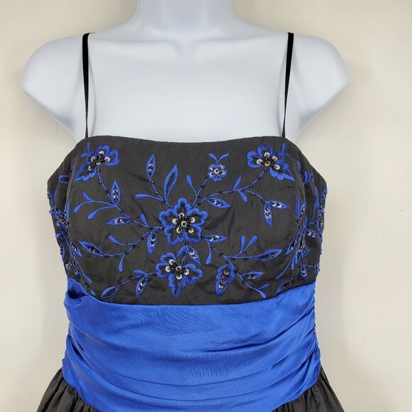 Vintage Morgan and Co Y2K Black Blue Whimsigoth Fairy Hoco Mini Formal Dress - Picture 5 of 10